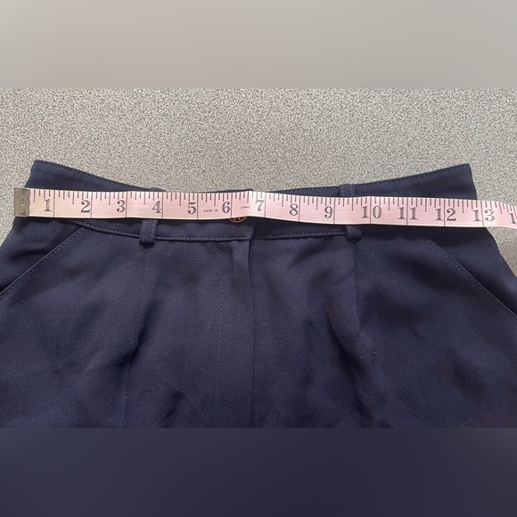 Rober Navy Blue High Waisted Dress Shorts With Gold Beaded Hem - Picture 7 of 10